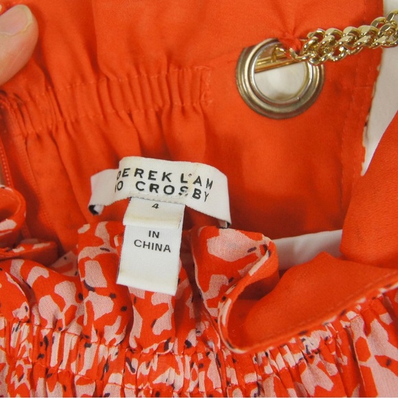 DEREK LAM 10 CROSBY Red Floral Sleeveless Silk Layered Dress - Picture 5 of 5